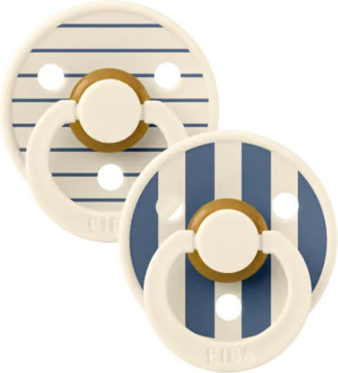 Bibs Colour Pacifiers Silicone Pin Ivory / Steel Blue for 0+ months 2pcs