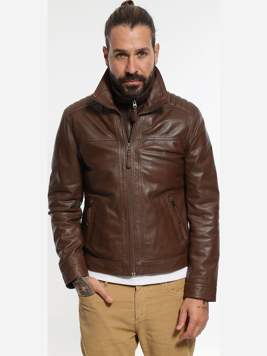 Newton Leather Кожено Мъжко Яке Коньяк