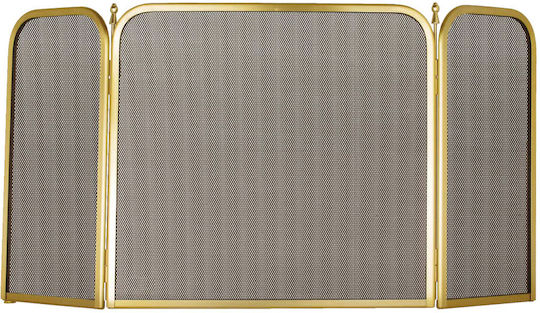 Metallic Fireplace Screen with Panels 54x23x50cm Gold