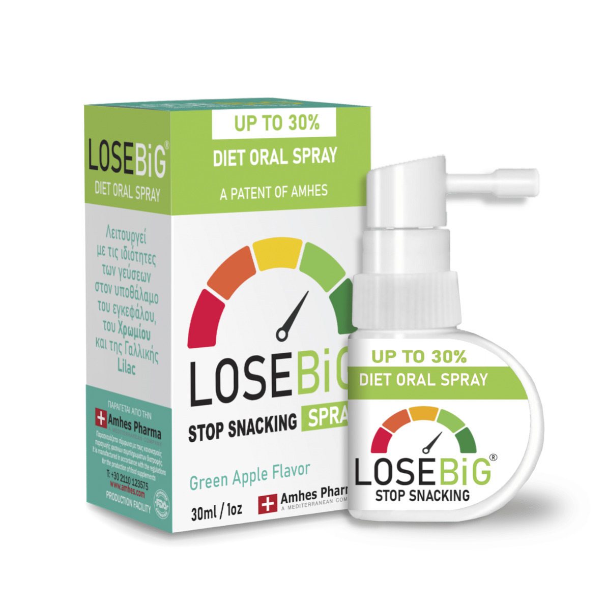 Amhes Losebig Spray Συμπλήρωμα για Αδυνάτισμα 30ml Πράσινο Μήλο