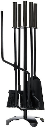Zogometal Σετ Εργαλείων Τζακιού με Κρεμανταλά Inox Inox Μαύρο