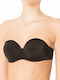 Strapless Balconette Μαύρο Σουτιέν Push Up με Μπανέλες