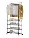 Wheeled Floor Garment Rack made of Metal Black 56x185cm