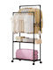 Wheeled Floor Garment Rack made of Metal Black 56x166cm