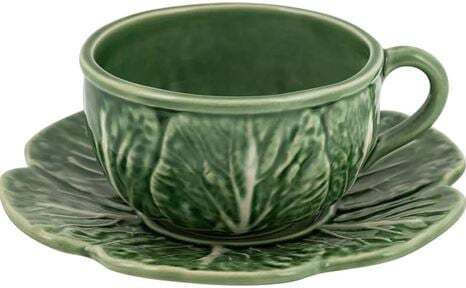 Bordallo Pinheiro Cup with Saucer Cabbage Ceramic Bordallo Pinheiro 15x7 Cm