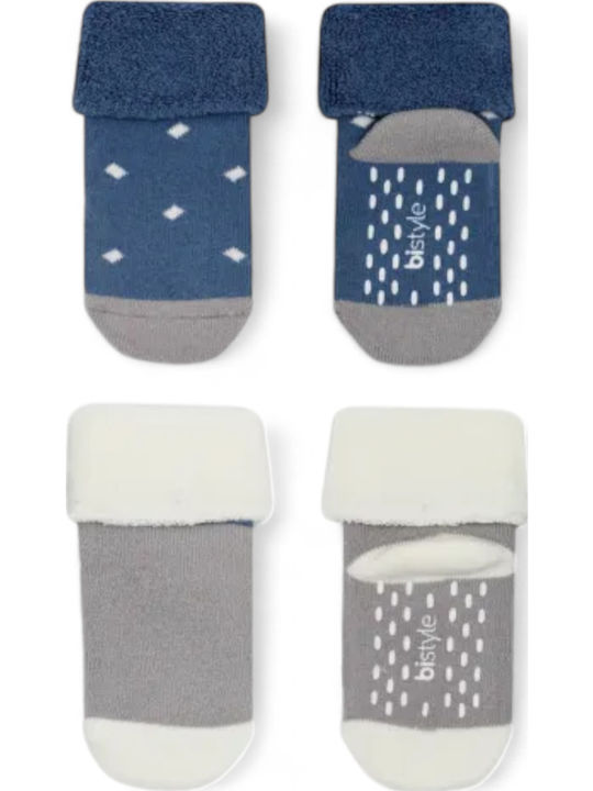 Bistyle Kids' Socks Non-Slip Sky blue, Grey 2 Pairs
