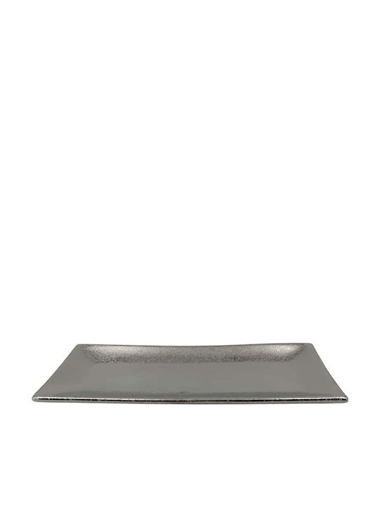 Marhome Rectangular Ceramic Decorative Platter Silver 38.7x16.8x3cm