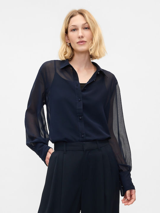 Μακρυμάνικο Γυναικείο Πουκάμισο Classic Navy