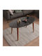 Oval Central Coffee Table Vital Wooden Black Marble-Walnut W90xD50xH42cm