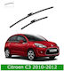 Front Wiper Blade Set Citroen C3 2010-2012 650mm 400mm Bosch Aerotwin 3398000114 26" & 16" 2 Pieces
