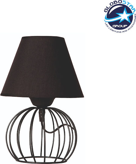 GloboStar Metal Table Lamp for Socket E27 with Black Shade and Base