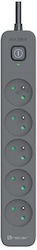 Tracer Power Strip 5 Sockets with Cable 1.8m Gray