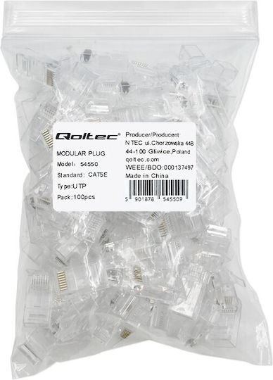 Qoltec Βύσμα RJ-45 100τμχ Χρυσό 54550