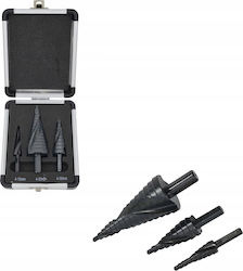 AWTools Step Set of 3 Diamond Drills HSS with Cylindrical Shank for Metal
