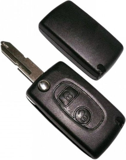 Foldable Car Key Shell with Blade with 2 Buttons Blade Ne72 for Peugeot