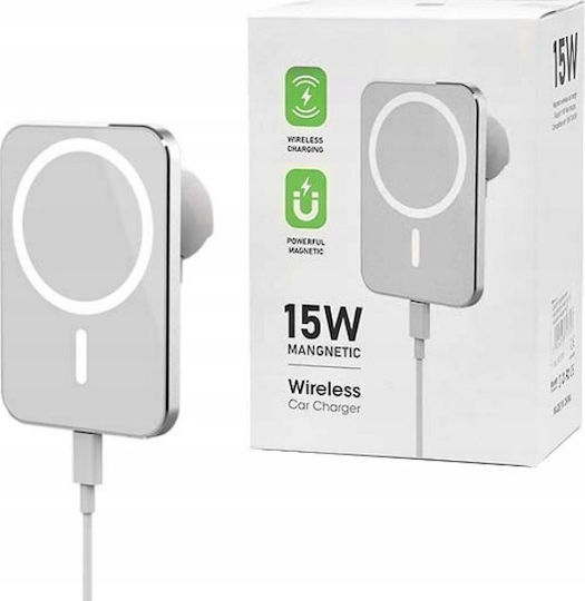 Vega Ladegerät 15W Kabelloses Ladegerät Auto-Halterung Weiß Magsafe iPhone/Android