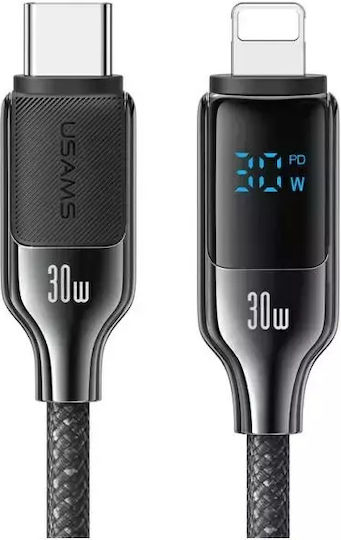 Usams Fast Braided USB-C to Lightning Cable 30W Μαύρο 1.2m