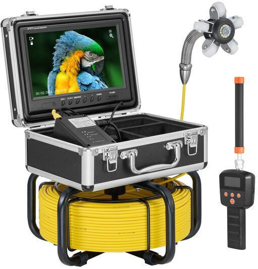 Endoscope Camera Sewers Pipes Location Receiver Full Hd 9 Inch Monitor 50 M Length 145° Wide Angle 12 X Leds Li-ion 4.5ah