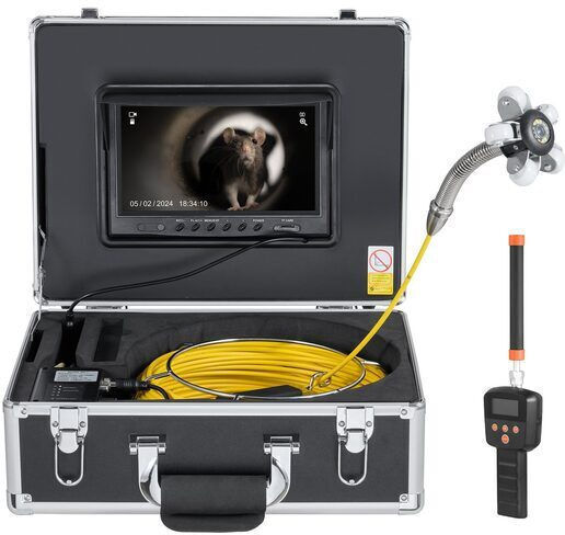 Endoscope Camera Pipes Conduits Location Receiver Full Hd 9 Inch Monitor 50 M Length 145° Wide Angle 12 X Leds Li-ion 4.5ah Aluminum Case