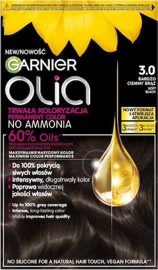 Garnier Olia Βαφή Μαλλιών Χωρίς Αμμωνία 3.0 Soft Black 174ml 60gr