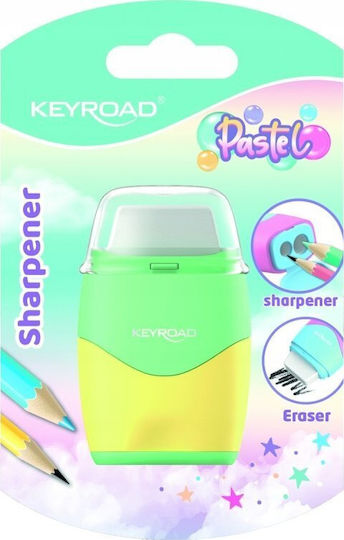 Keyroad Παστέλ Πλαστική Διπλή Ξύστρα Πολύχρωμη με Γόμα