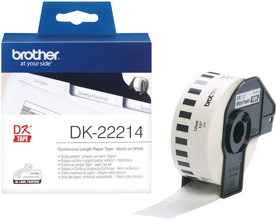 Brother Етикетна Лента 30.48м x 12мм в Черен Цвят Съвместима с Brother DK