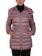 Women's Puffer Jacket for Winter with Hood Rotten Purple