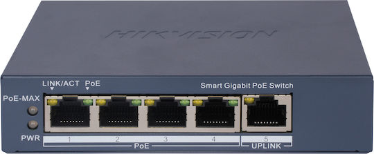Hikvision DS-3E1505P-EI Unmanaged L2 PoE+ Switch με 5 Θύρες Gigabit (1Gbps) Ethernet