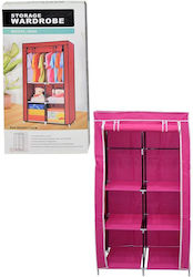 Fabric Wardrobe with Zipper and Shelves in Pink Color 90x45x170cm Fabric Wardrobe with Zipper and Shelves in Pink Color 90x45x170cm