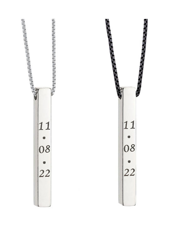 Jt Set Necklace Couples Bar 3D Steel Engraving Text Engraving Light-Colored 1 Side