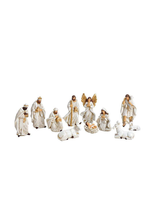 Christmas Plastic Figure Manger White Height 15cm 11pcs