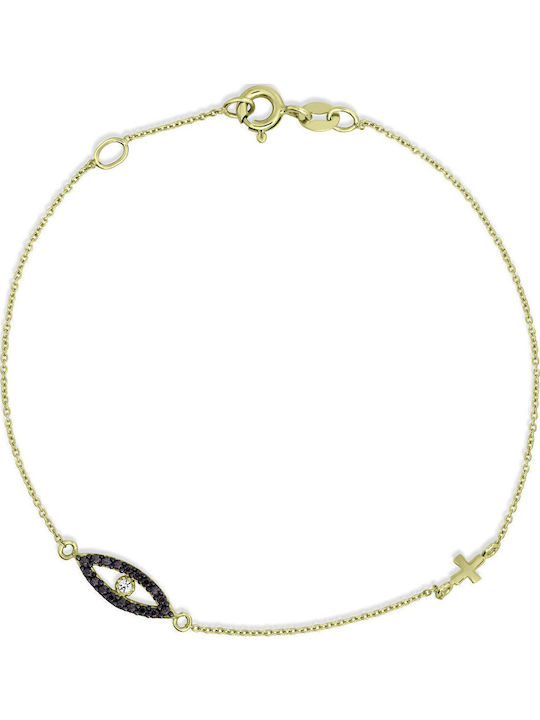Fa Cad'oro Damen Armband mit Design Auge aus Gold 14K mit Zirkon