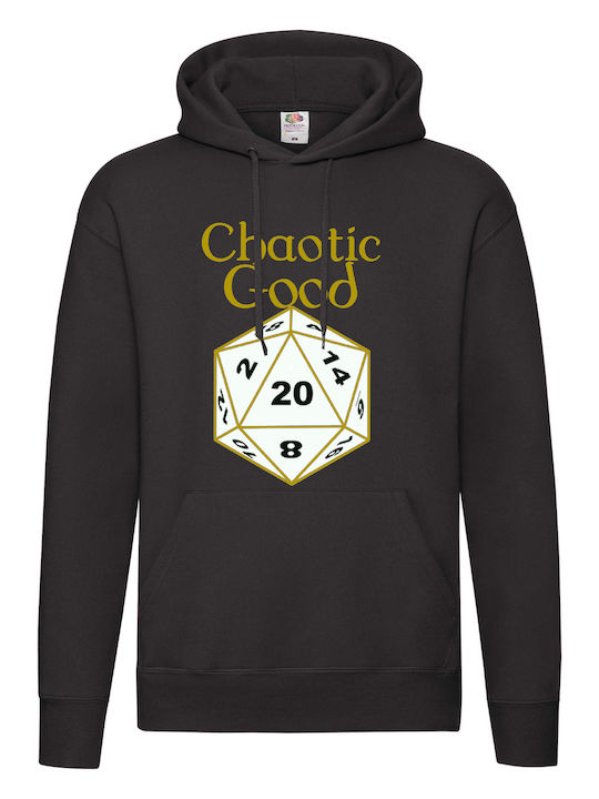 Fruit of the Loom Chaotic Good Φούτερ με Κουκούλα Μαύρο