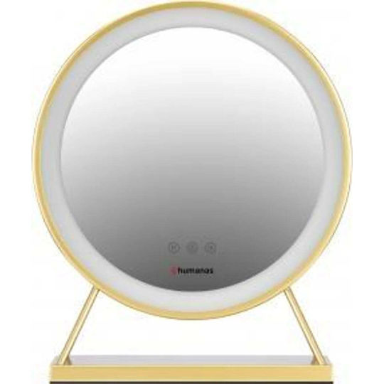 Humanas Tabletop Makeup Mirror with Light 40x40cm Gold