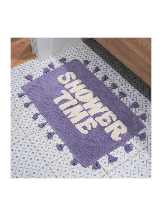 Flamingueo Rutschfest Badematte Baumwolle Rechteckig Purple 53x80cm