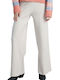 Women's High-waisted Fabric Trousers Ecru