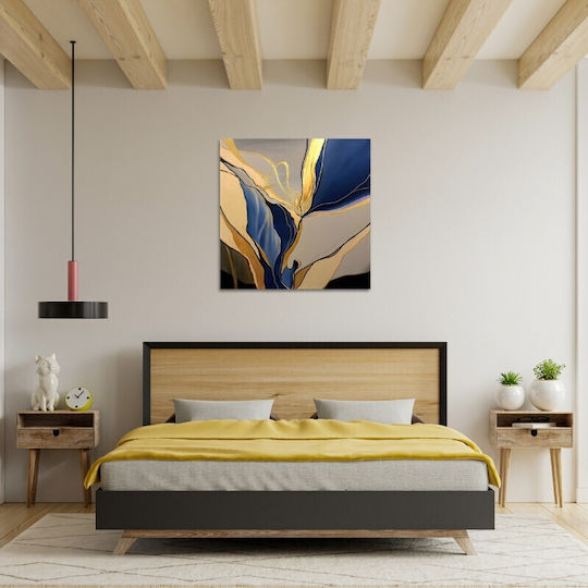 Megapap Dance Of Gold And Blue Πίνακας σε Καμβά 100x100cm