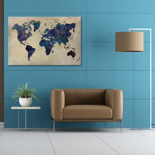 Megapap World Map Πίνακας σε Καμβά 125x80cm
