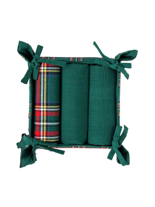 Amo La Casa Tea Towel from 100% Cotton in Green Color 40x60cm 4pcs