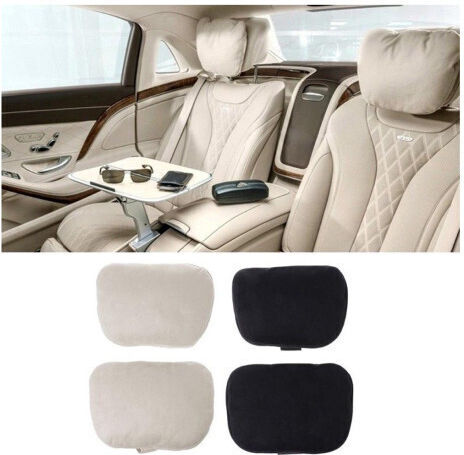 Set aus 2 ultraweichen Autokissen Kopfstützen Ideal für Nackenstütze Komfort Langlebig Rutschfest Atmungsaktiv Sehr Weiche Füllung Schwarze Farbe