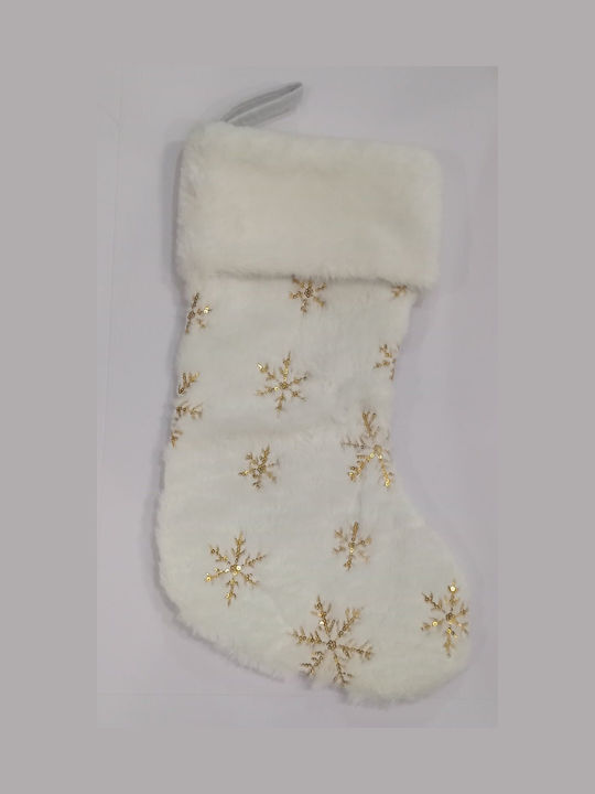 Christmas Decorative Fabric White Socks with Star L45xW18cm