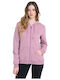 Lang Damen Sweatshirtjacke Kapuzen Rosa