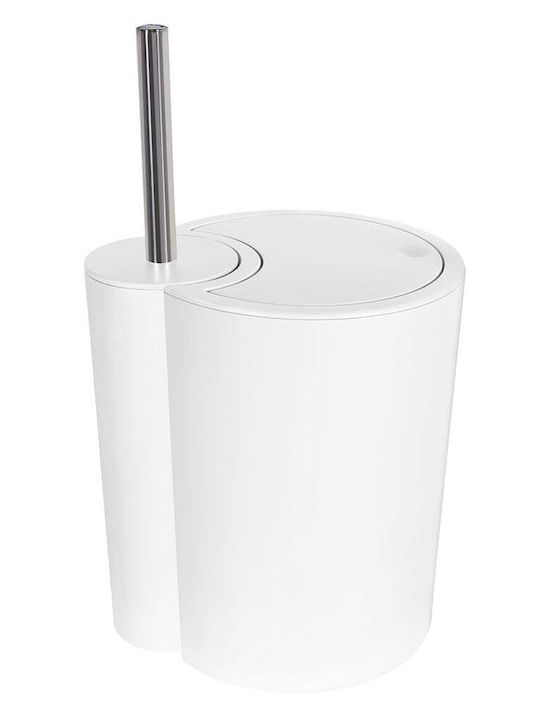 Dimitracas Plastic Toilet Brush and Basket Set White