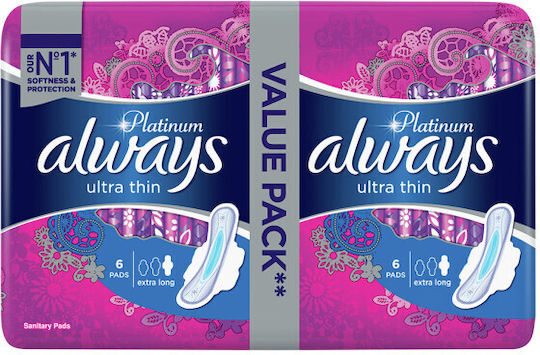 Always Platinum Extra Long Sanitary Pads 6pcs