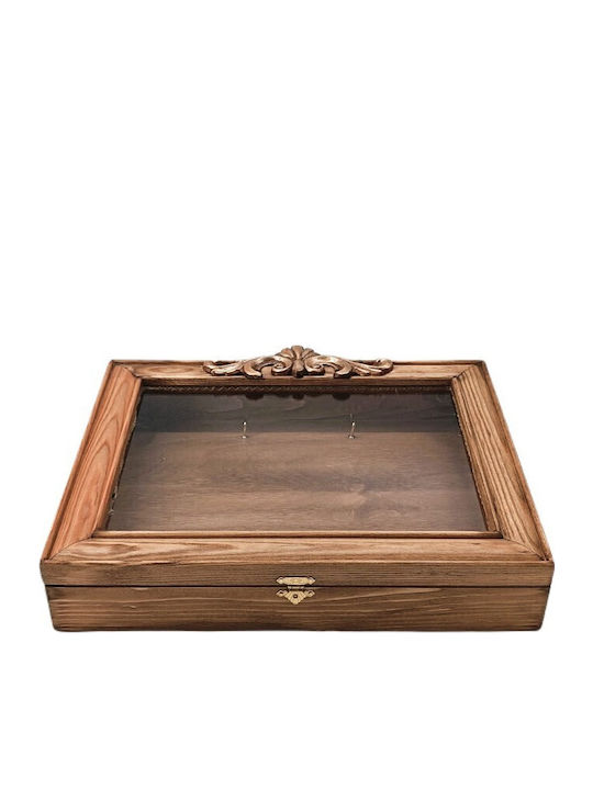 Korres Craft Tabletop Rectangle Wedding Crown Case / Photo Frame Wooden Gold 26.5x33cm