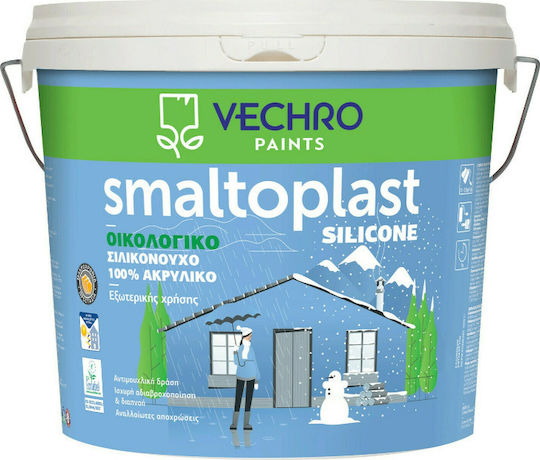 Vechro Smaltoplast Silicone Plastic Ecological Acrilyc Paint for Exterior Use White 3lt