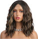 Women's Wig Wavy Brown Highlights High-Quality Synthetic Front Lace Transparency 14 Inches