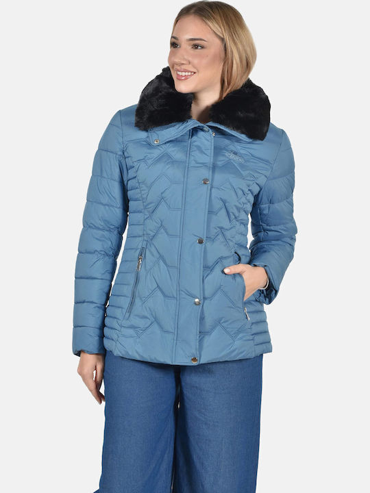 Women's Short Lifestyle Jacket for Winter Sea Blue