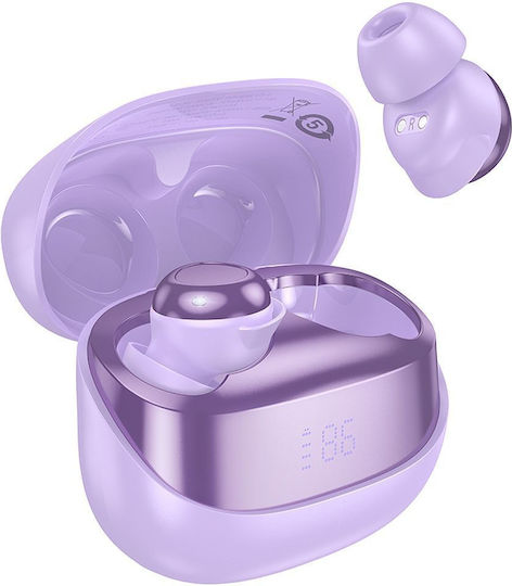 Hoco EW200 In-ear Bluetooth Handsfree Ακουστικά με Θήκη Φόρτισης Μωβ