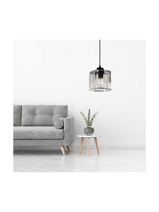 Toolight Lustră Negru cu cristale